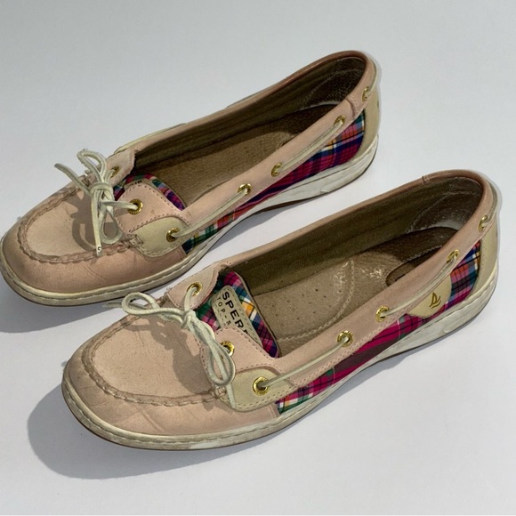 Sperry Topsider Angelfish Loafers Pink Plaid Women’s Size 10 - Picture 1 of 11